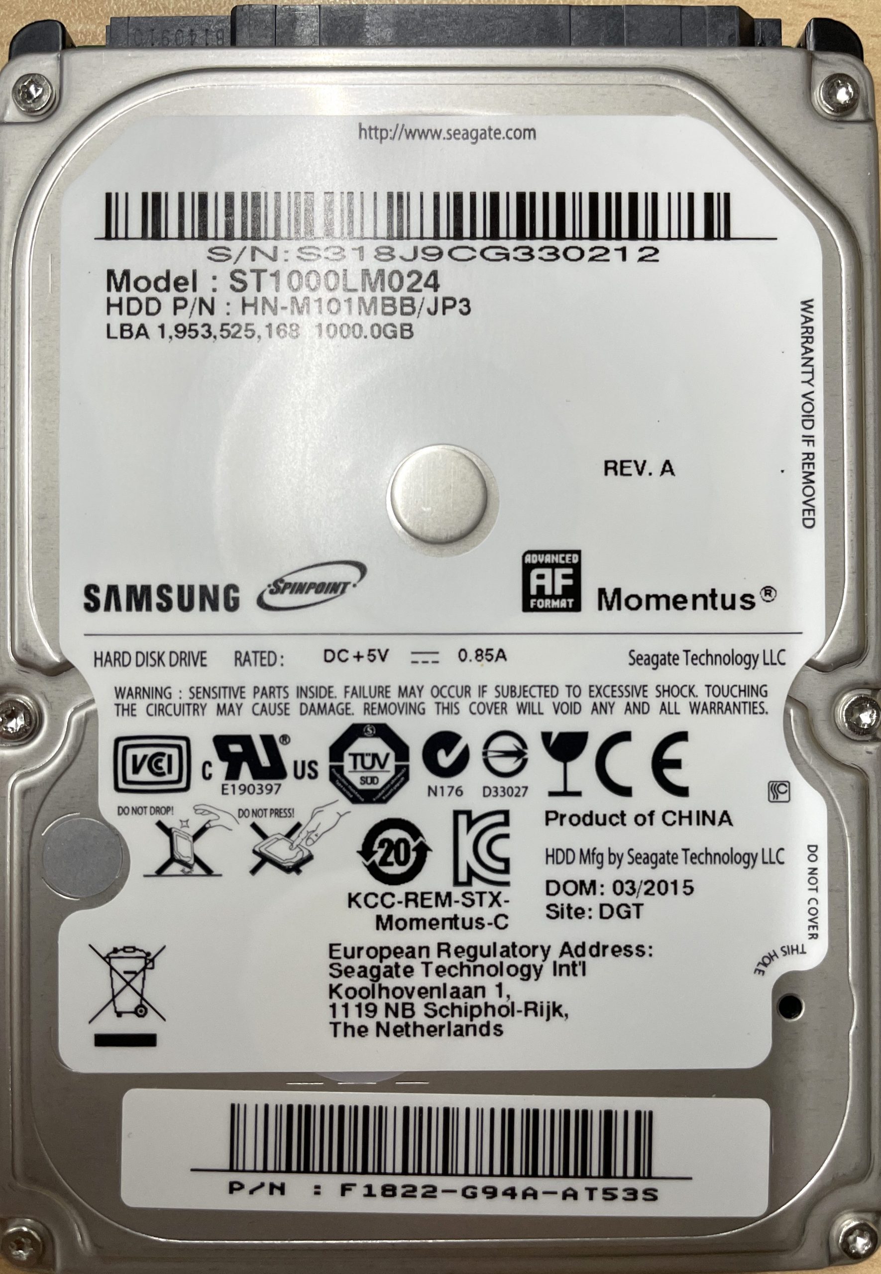 SAMSUNG ST1000LM024 1TB