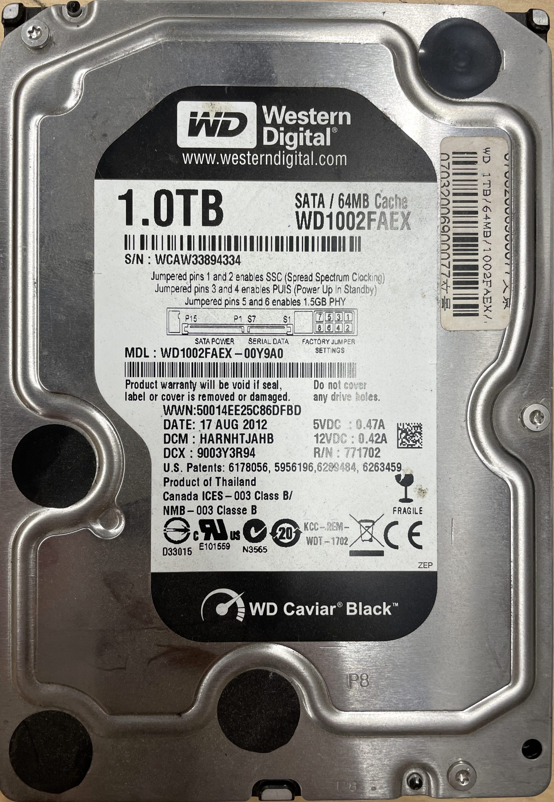 WD WD1002FAEX 1TB