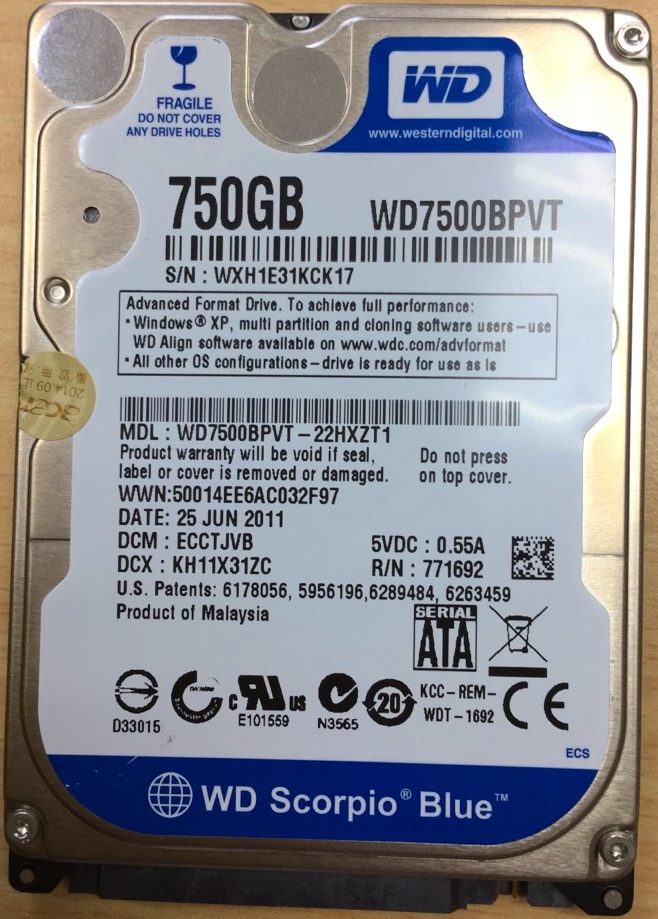 WD WD7500BPVT 750GB