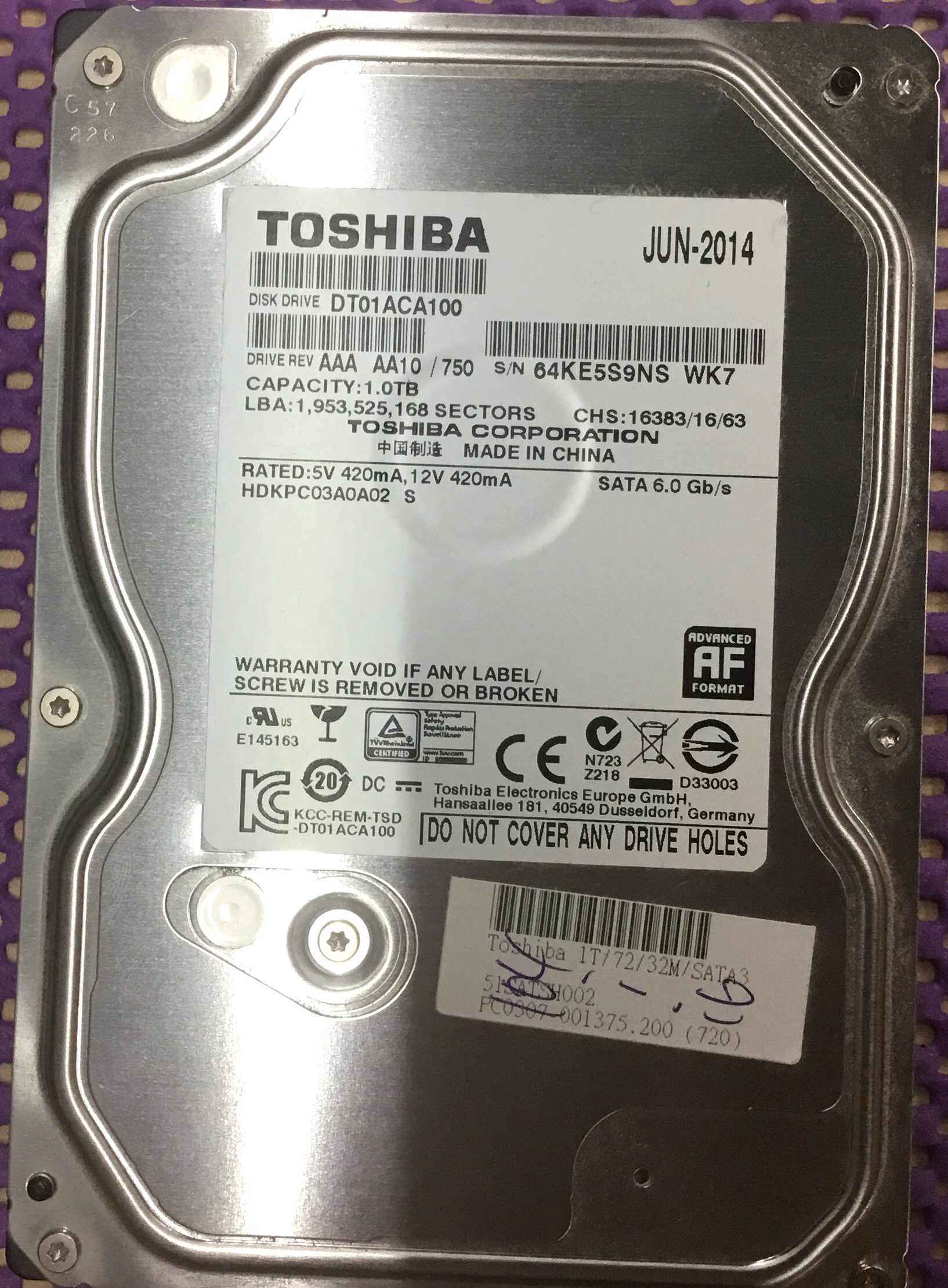 Toshiba DT01ACA100 1TB OSSLab