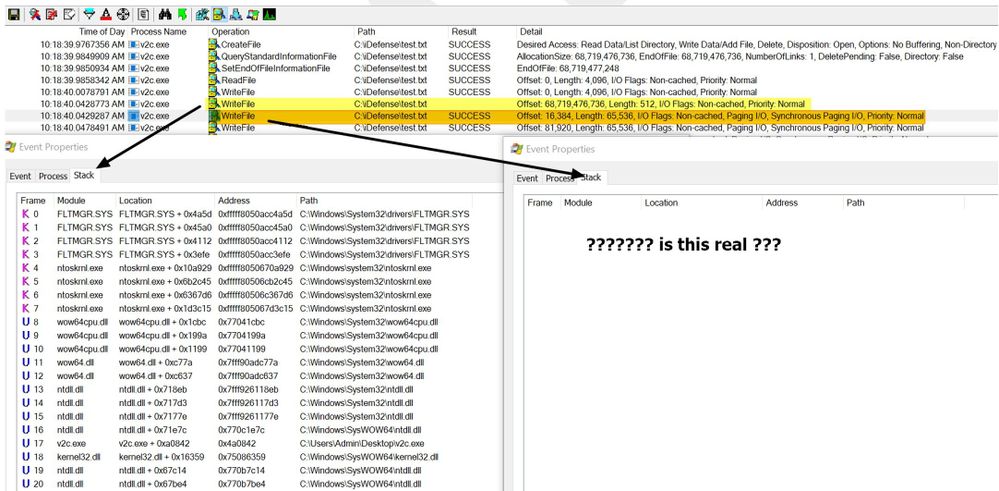 圖 3. 查看 WriteFile 操作的呼叫堆疊