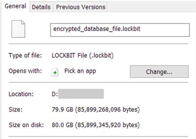 圖 9. 文件大小和加密資料庫文件